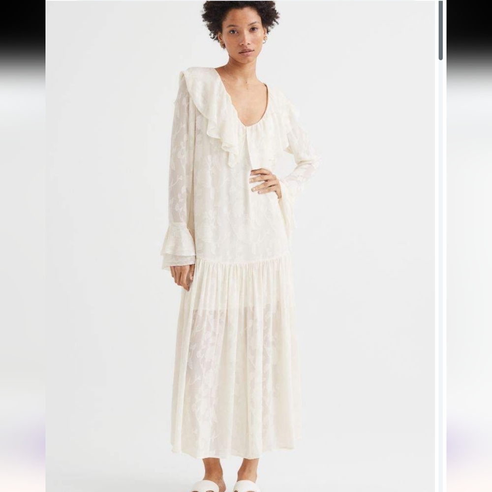Elegant Cream Maxi Dress H&M Size Xl